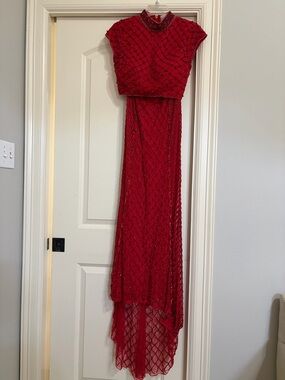 Sherri Hill Red Beaded Two-Piece Prom Dress